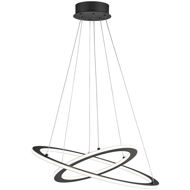 Foto van Led hanglamp - trion duban - 40w - warm wit 3000k - dimbaar - rond - mat zwart - aluminium