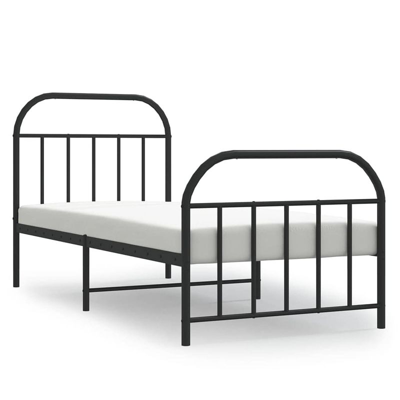 Foto van The living store bedframe klassiek robuust - staal - 196x95x100 cm - zwart