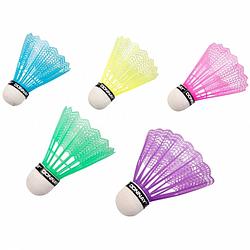 Foto van 5x stuks gekleurde badminton shuttles - badmintonshuttles