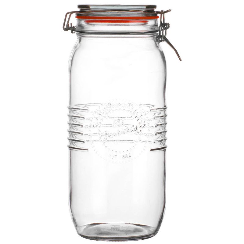 Foto van Urban living voorraadpot/bewaarpot - 2l - glas - met beugelsluiting - d14 x h27 cm - voorraadpot