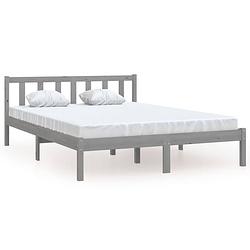 Foto van Vidaxl bedframe massief grenenhout grijs 140x200 cm