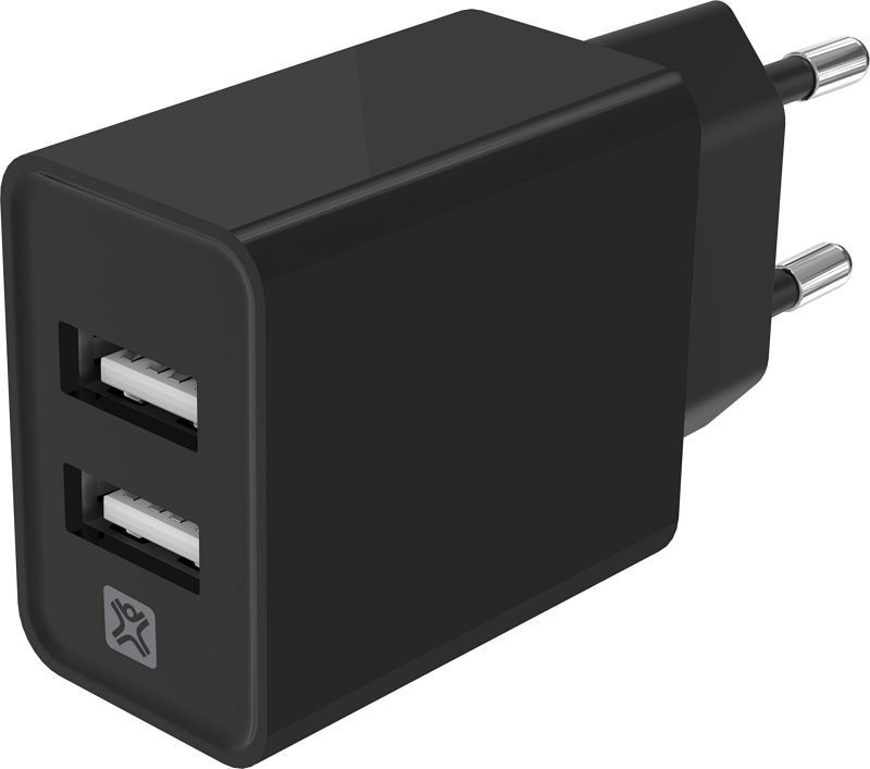 Foto van Xtrememac oplader met 2 usb a poorten 12w zwart