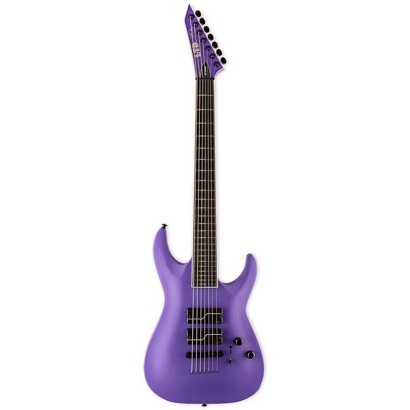 Foto van Esp ltd sc-607 baritone purple satin stephen carpenter signature 7-snarige elektrische gitaar met koffer