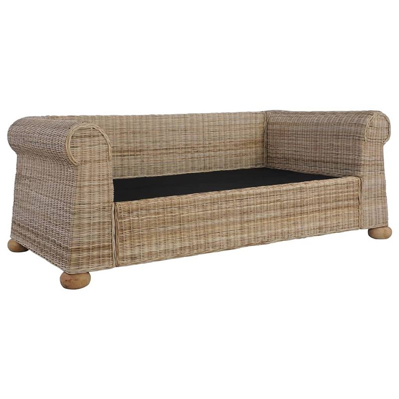 Foto van The living store rattan sofa - natuurlijk fitrit rattan - 155 x 78 x 67 cm - crèmewit linnen kussens