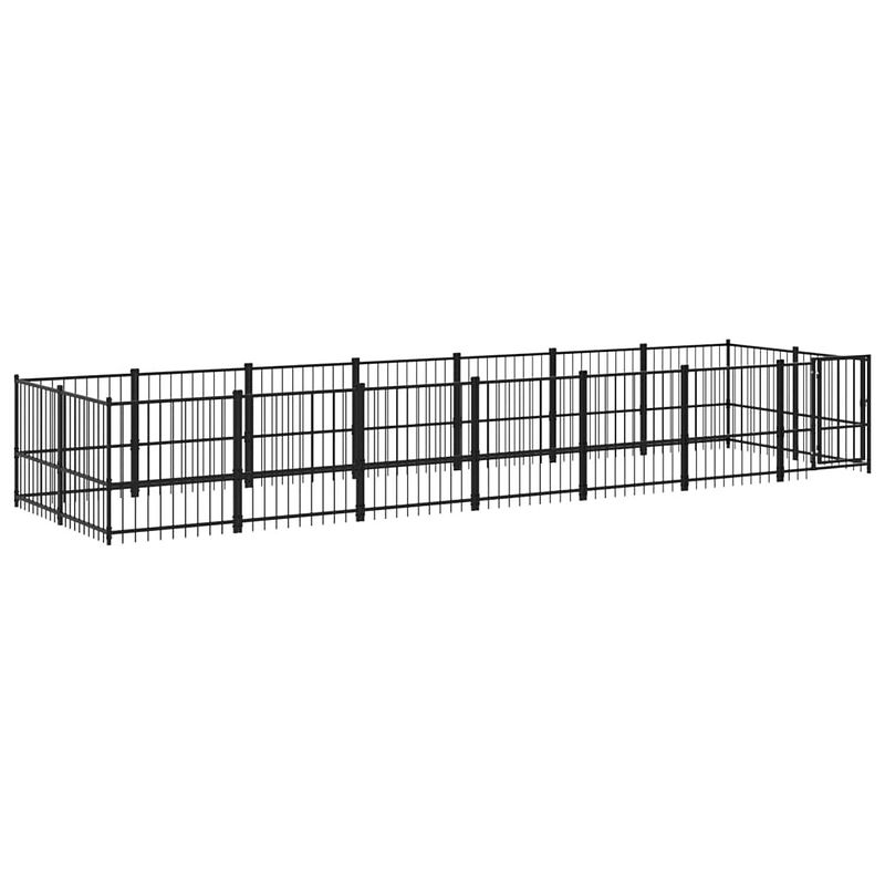 Foto van The living store hondenhok hondenkennel - 679 x 193.5 x 100 cm - stalen stangen - gepoedercoat - zwart