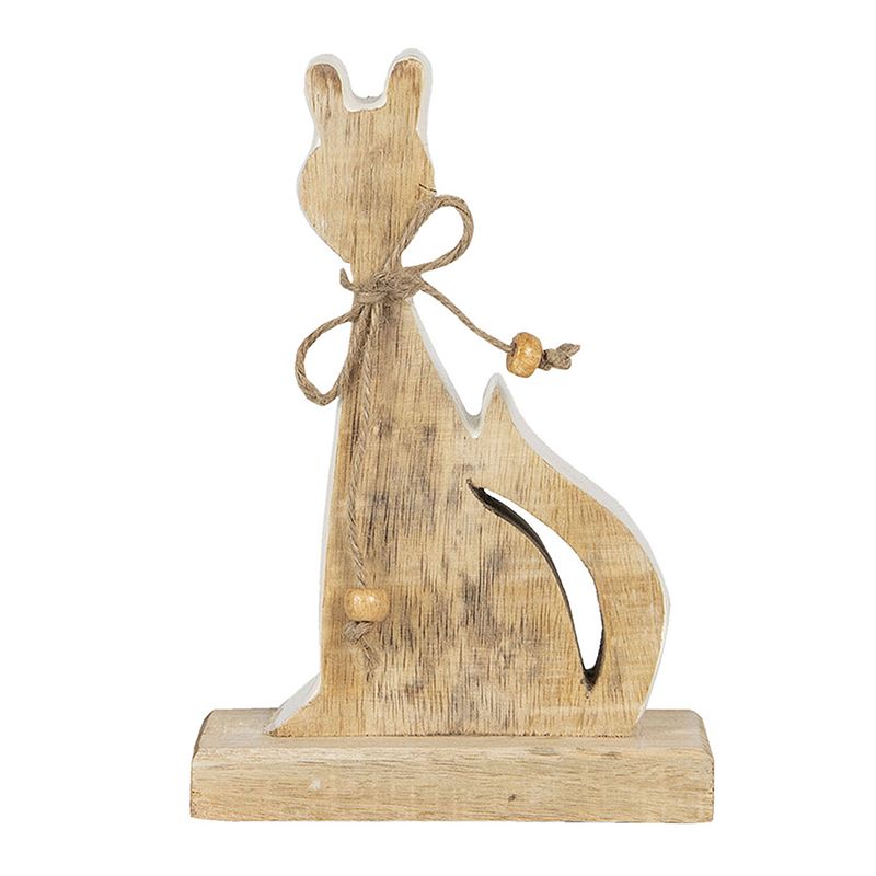 Foto van Clayre & eef decoratie kat 11*3*16 cm bruin hout decoratief figuur