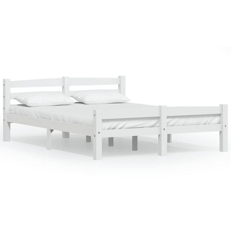 Foto van Vidaxl bedframe massief grenenhout wit 140x200 cm