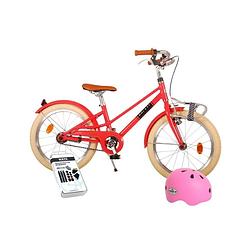 Foto van Volare kinderfiets melody - 18 inch - koraal rood - met fietshelm en accessoires