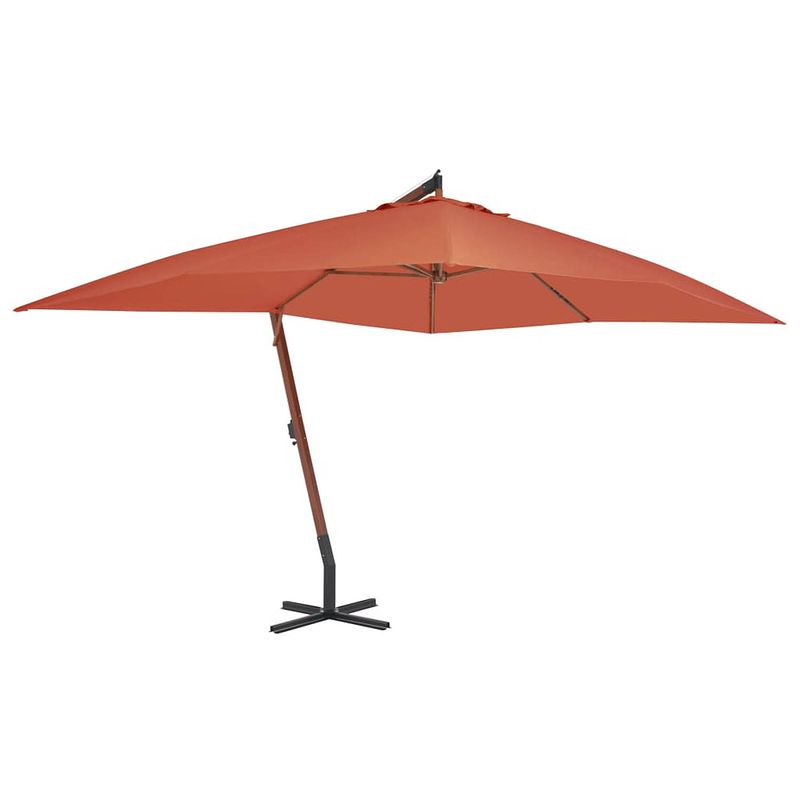 Foto van Vidaxl zweefparasol met houten paal 400x300 cm terracottakleurig