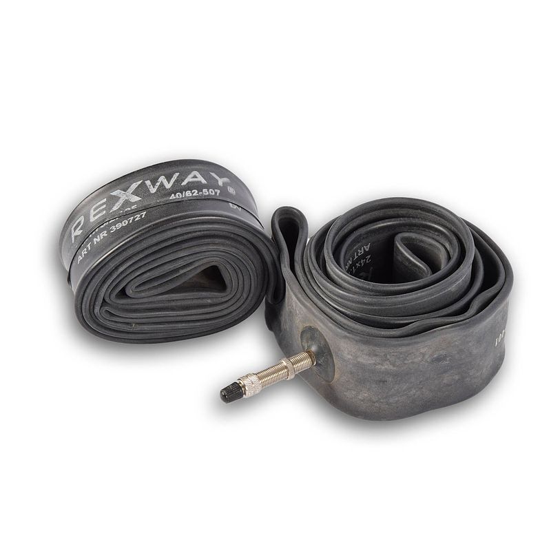 Foto van 2x binnenband 24 inch (40/62-507) dv 40 mm zwart - fietsbinnenband 24 inch, breed, dunlop-ventiel, lekvrij