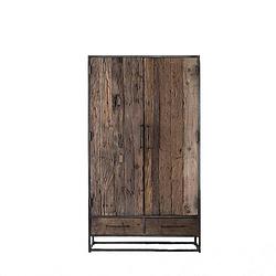 Foto van Giga meubel kast naturel - hout - 100x40x175cm - kast lio