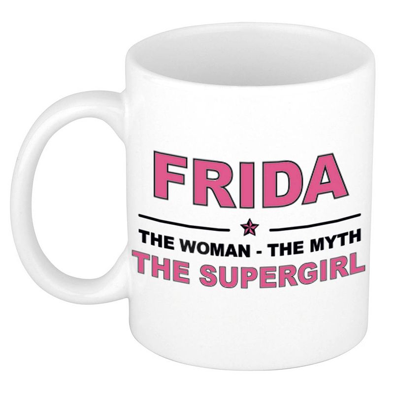 Foto van Frida the woman, the myth the supergirl cadeau koffie mok / thee beker 300 ml - naam mokken