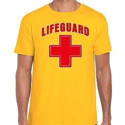 Foto van Bellatio decorationsa lifeguard verkleed t-shirt herena - strandwacht/carnaval outfit - geel s - feestshirts