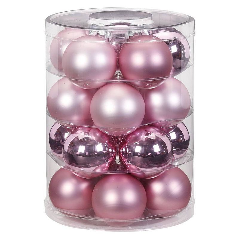 Foto van 60x stuks glazen kerstballen elegant roze mix 6 cm glans en mat - kerstbal