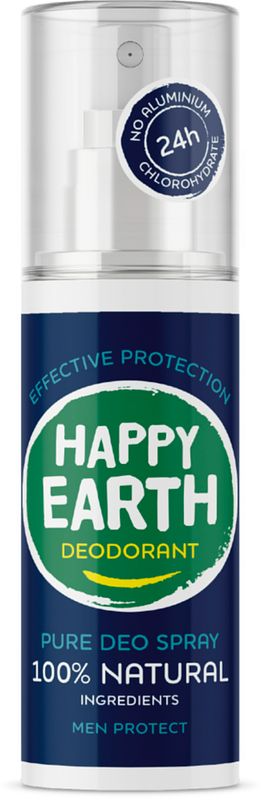 Foto van Happy earth 100% natuurlijke deo spray men protect