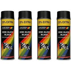 Foto van Motip zijdeglans acryllak zwart 500 ml spuit spray zwart verf zwart kopen 4x spuitspray lak zwart sneldrogend