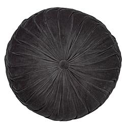 Foto van Dutch decor kaja - sierkussen rond velvet charcoal grey 40 cm - grijs - grijs