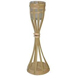 Foto van Bamboe windlicht kaarshouder 30 cm - kaarsen