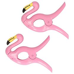 Foto van Handdoekklem/handdoek knijpers - flamingo - 2x - kunststof - handdoekknijpers