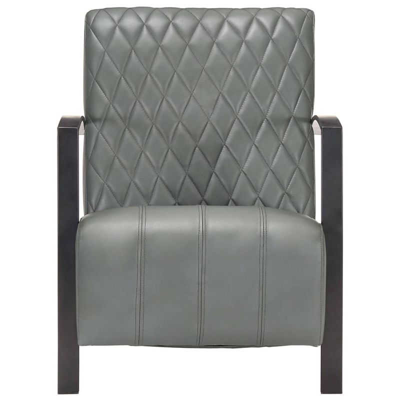 Foto van The living store fauteuil vintage - 65 x 75 x 82 cm - grijs - echt leer