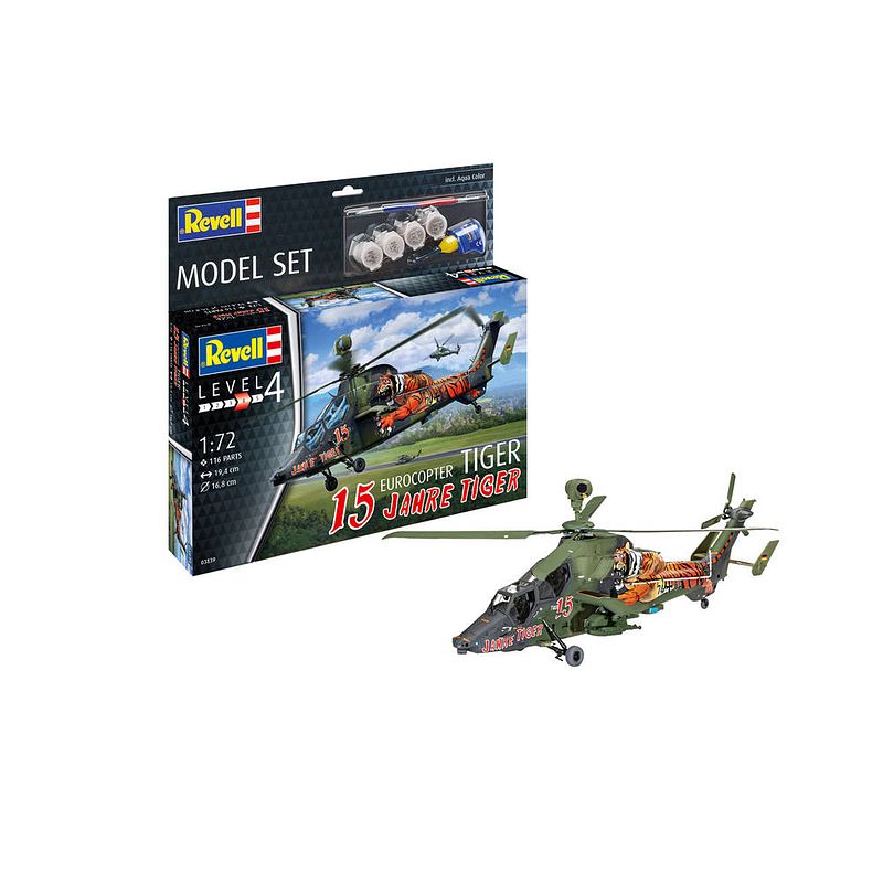 Foto van Revell eurocopter tiger gevechtshelikopter '15 jahre tiger' modelset