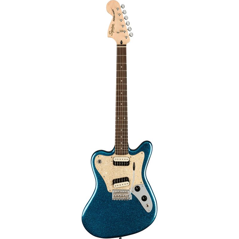 Foto van Squier paranormal super-sonic blue sparkle il elektrische gitaar