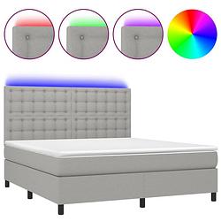 Foto van The living store boxspring bed - led - 180x200 cm - lichtgrijs