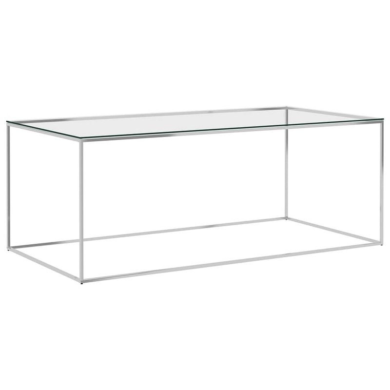 Foto van Vidaxl salontafel 120x60x45 cm roestvrij staal en glas zilverkleurig