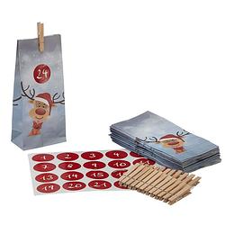 Foto van Decopatent® adventskalender rendieren - 24 kerst zakjes en stickers -