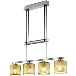 Foto van Led hanglamp - trion gorino - e14 fitting - 4-lichts - rechthoek - mat goud - aluminium