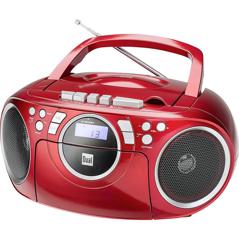 Foto van Dual p 70 radio/cd-speler vhf (fm) aux, cd, cassette rood