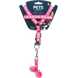 Foto van Dogs collection hondentuigje met riem 120 cm polyetheen roze