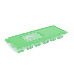 Foto van Tray met ijsklontjes/ijsblokjes vormpjes 12 vakjes kunststof groen met afsluitdeksel - ijsblokjesvormen