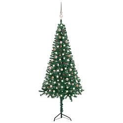 Foto van Vidaxl kunstkerstboom met led's en kerstballen hoek 240 cm pvc groen