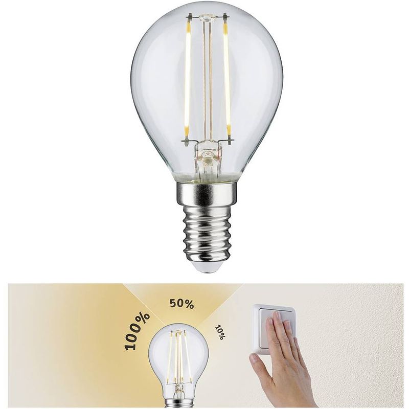 Foto van Paulmann 28573 led-lamp energielabel f (a - g) e14 kogel 2.5 w warmwit (ø x h) 45 mm x 80 mm 1 stuk(s)