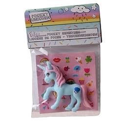 Foto van Lg-imports eenhoorn pocket unicorn meisjes 7 cm blauw/wolkje 2-delig