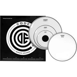 Foto van Code drum heads tplawclrr law rock pack 10-12-16 inch clear tomvellen + 14 inch coated snaredrumvel