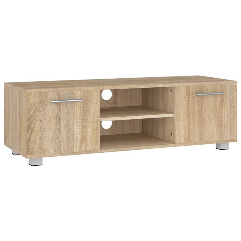 Foto van The living store tv-kast sonoma eiken - 110 x 40 x 35 cm - opbergruimte - kabelmanagement