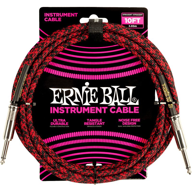 Foto van Ernie ball 6394 braided instrument cable 3 meter rood