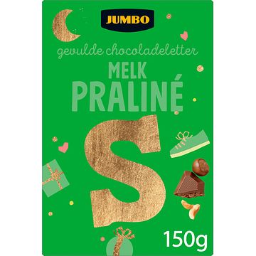 Foto van Jumbo gevulde chocoladeletter melk praline s 150g aanbieding bij jumbo | 2 voor 4.50