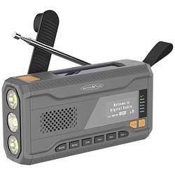 Foto van Reflexion tra562dab noodradio dab, vhf (fm) fm, noodradio, bluetooth handslinger, powerbankfunctie, zaklamp, oplaadbaar, zonnepaneel, spatwaterbestendig grijs