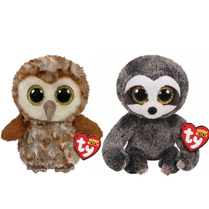 Foto van Ty - knuffel - beanie boo's - percy owl & dangler sloth