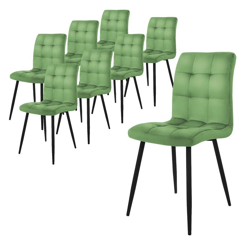 Foto van Ml-design eetkamerstoelen set van 8, salie, keukenstoel met fluwelen bekleding, woonkamerstoel met rugleuning,