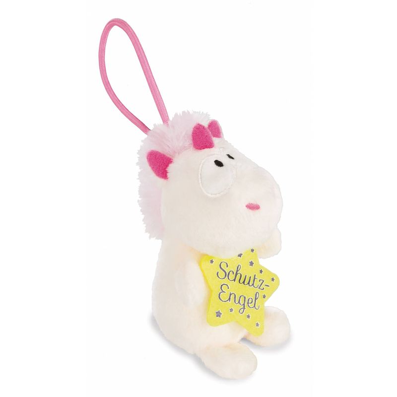 Foto van Nici knuffel unicorn theodor junior pluche 8 cm wit/geel