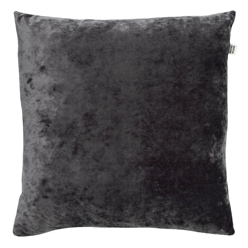 Foto van Dutch decor sky - sierkussen velvet charcoal gray 45x45 cm - grijs - grijs