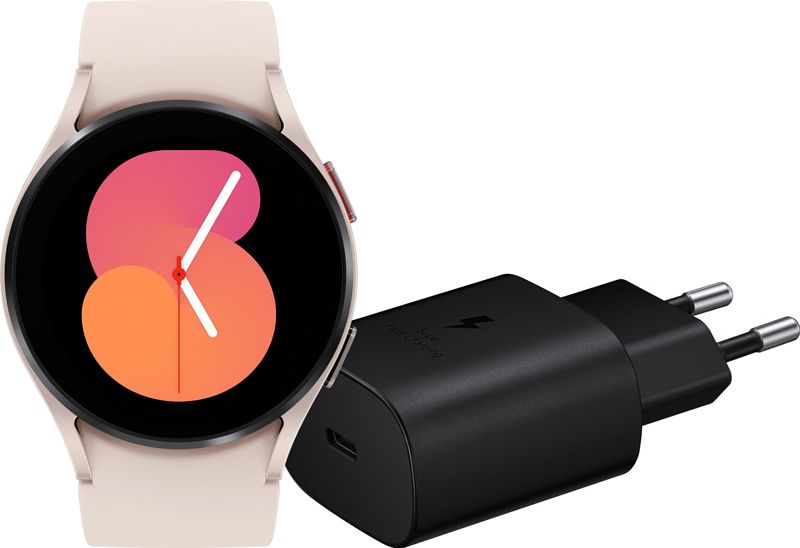 Foto van Samsung galaxy watch5 roségoud 40mm + oplader zwart