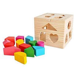 Foto van Houten blokken vormenstoof puzzel leren spelen voor kinderen 14 x 14 x 12 cm