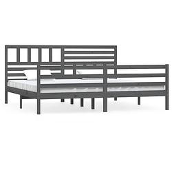 Foto van Vidaxl bedframe massief hout grijs 180x200 cm 6ft super king