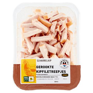 Foto van Jumbo scharrelkip gerookte kipfiletreepjes 225g