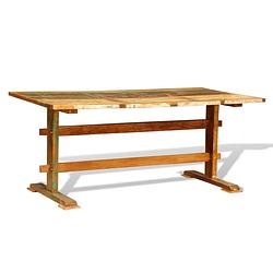 Foto van The living store eetkamertafel gerecycled hout - 180 x 90 x 76 cm - vintage stijl